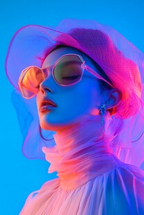 梦幻光影下的时尚酷感女性