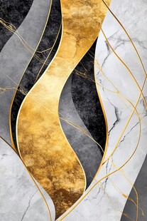 金色曲线大理石纹理装饰画