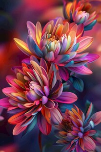 梦幻绚丽多彩大丽花特写