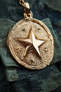 金色五角星军牌吊坠
