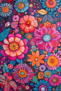 绚丽多彩花卉图案艺术画