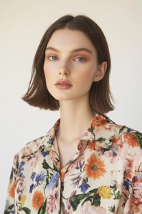 印花衬衫女性时尚肖像