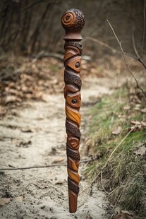 手工雕刻魔法风木质魔杖