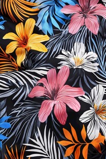 多彩花卉植物印花图案