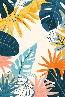 热带风情植物装饰图案