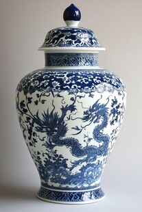 青花龙纹盖罐