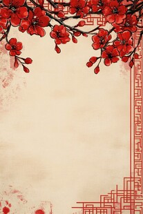 红梅中式边框古风背景图