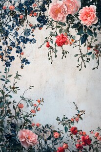 浪漫花卉墙绘装饰图案