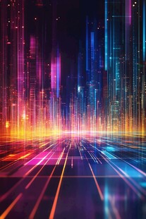 未来科技感的霓虹城市景观