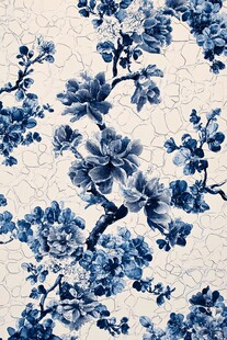 青花瓷花卉图案纹理背景