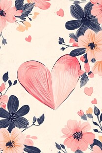爱心花卉图案插画