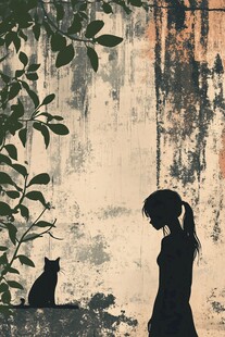 女孩与猫的静谧瞬间