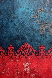 红蓝复古花纹墙面纹理