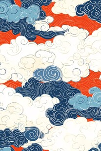 中式云纹海浪图案设计