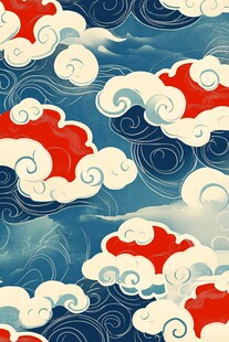 中式云纹海浪图案背景