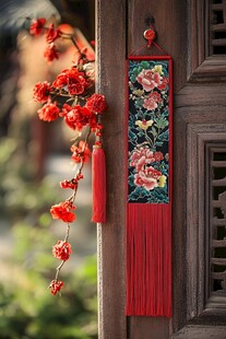 中式门饰 繁花挂饰与红枝