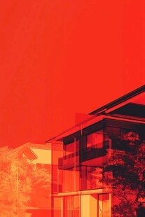 橙红色调下的现代建筑景观