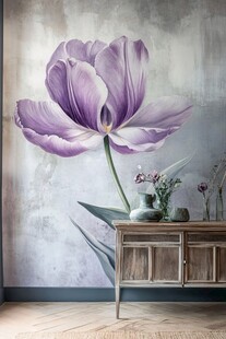 紫色郁金香墙面装饰艺术
