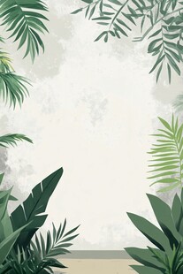 热带绿植边框背景图
