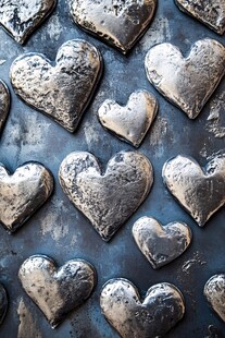 银色心形图案纹理背景