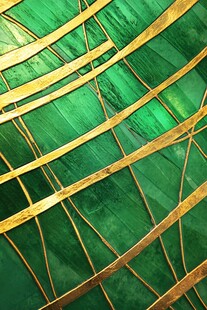 绿底金色线条抽象纹理图