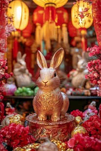 金兔贺岁迎新春摆件