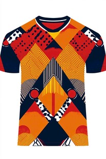 几何图案彩色短袖T恤