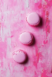 粉色背景上的精致马卡龙