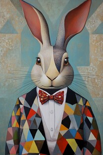 时尚几何装的优雅兔子
