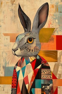 几何风兔子插画