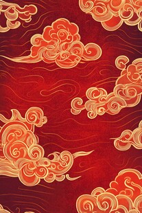 红色祥云中式传统图案