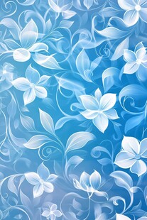 蓝底梦幻花卉图案背景