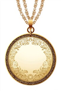 复古金色花纹圆形吊坠