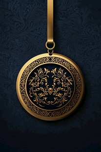 金色雕花圆形吊坠饰品