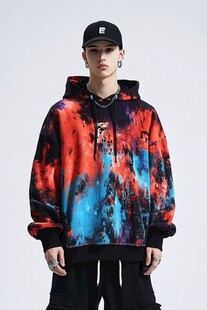 个性扎染连帽卫衣模特展示