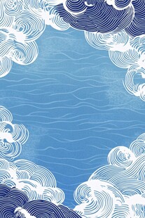 蓝色海浪云纹边框背景图