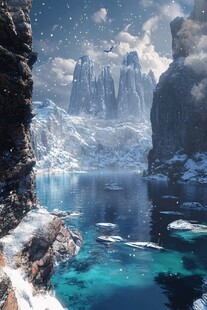 梦幻冰雪山水间奇幻景观