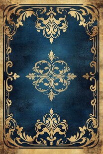 蓝底金色复古花纹装饰图案