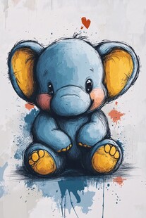 可爱蓝象插画 萌趣来袭