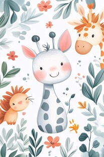 可爱动物与花草插画世界