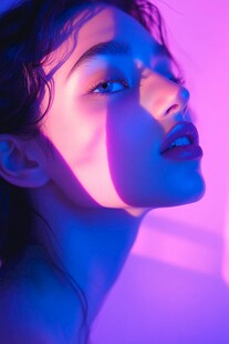 梦幻光影下的迷人女性