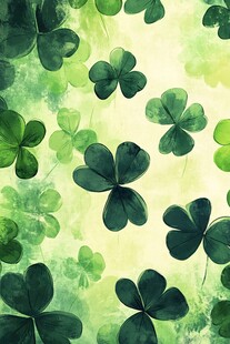 水彩风三叶草背景图案