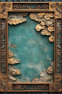 中式雕花边框背景图