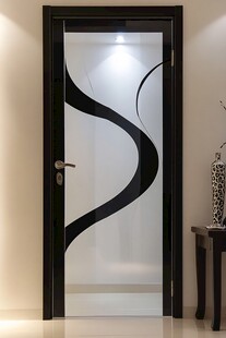 简约黑纹玻璃室内房门