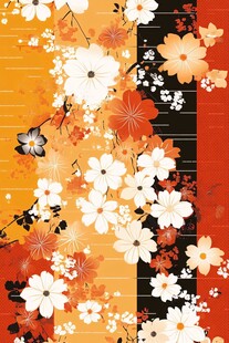 日式花卉拼贴图案设计