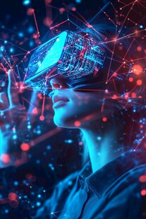 女性体验炫酷虚拟现实技术