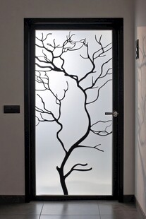 艺术玻璃门 简约树枝图案