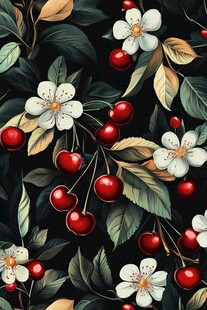 樱桃花卉图案 自然之美