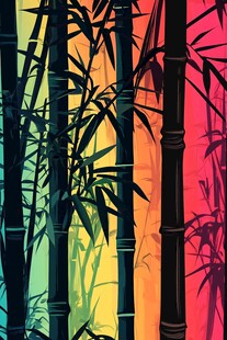 彩色竹林背景图案设计