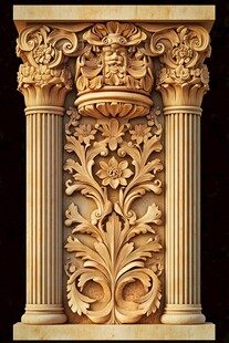 欧式精美雕花石柱装饰